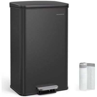 Poubelle SONGMICS - 40L Acier, Noir, Pied - Publicité Poubelle SONGMICS - 40L Acier, Noir, Pied - Publicité