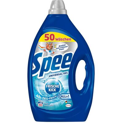 Spee Gel Fr. Kick Deo 50Wl, Lessive + adoucissant - Publicité Spee Gel Fr. Kick Deo 50Wl, Lessive + adoucissant - Publicité