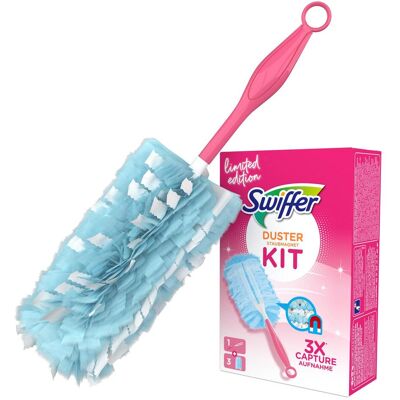Ensemble de plumeau Swiffer complet + 3 recharges roses - Publicité Ensemble de plumeau Swiffer complet + 3 recharges roses - Publicité