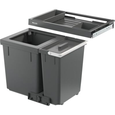 Müllex Abfall-Einsatzsystem X-LINE X60 L7 Premium, Poubelle, Blanc, Gris - Publicité Müllex Abfall-Einsatzsystem X-LINE X60 L7 Premium, Poubelle, Blanc, Gris - Publicité