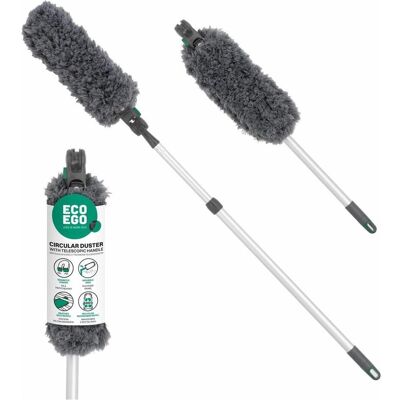 York Éponge à poussière circulaire Eco Ego – Brosse à poussière avec manche télescopique – 62 à 135 cm, Ustensiles de nettoyage - Publicité York Éponge à poussière circulaire Eco Ego – Brosse à poussière avec manche télescopique – 62 à 135 cm, Ustensiles de nettoyage - Publicité
