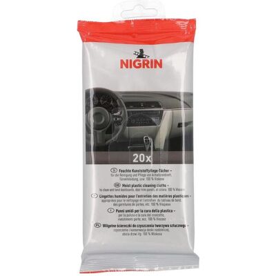 Nigrin, Nettoyage de véhicules : accessoires, Lingettes d'entretien pour plastique - Publicité Nigrin, Nettoyage de véhicules : accessoires, Lingettes d'entretien pour plastique - Publicité