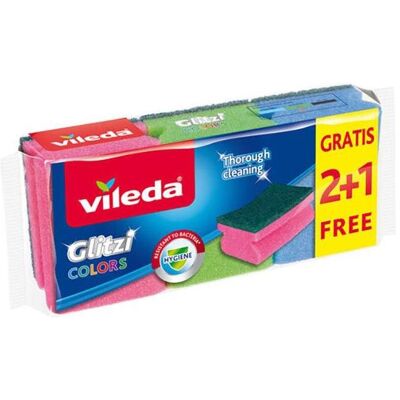 VILEDA - Glitzi Colors - Antibactérien - Fibre verte - Éponge - Publicité VILEDA - Glitzi Colors - Antibactérien - Fibre verte - Éponge - Publicité