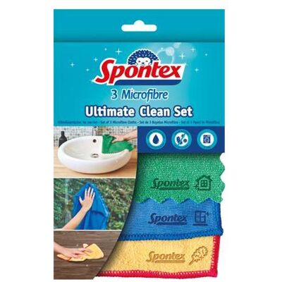 Spontex Microfibre Ultimate Clean 3er Tücherset, Ustensiles de nettoyage, Multicolore - Publicité Spontex Microfibre Ultimate Clean 3er Tücherset, Ustensiles de nettoyage, Multicolore - Publicité