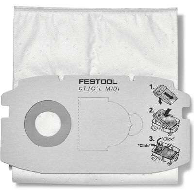 Festool, Aspirateur industriel : accessoires, Selfclean Filtersack SC FIS-CT MIDI/5 - Publicité Festool, Aspirateur industriel : accessoires, Selfclean Filtersack SC FIS-CT MIDI/5 - Publicité