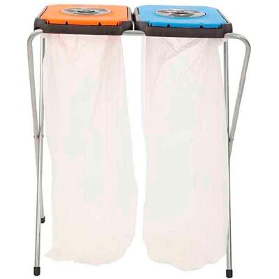 EKO Porte-sac à déchets EKOthinks 2 cadres métalliques avec porte-sac en plastique, couvercle inclus, Poubelle, Bleu, Orange - Publicité EKO Porte-sac à déchets EKOthinks 2 cadres métalliques avec porte-sac en plastique, couvercle inclus, Poubelle, Bleu, Orange - Publicité