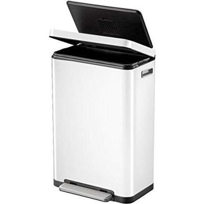 EKO Poubelle blanche à pédale - Rectangulaire 20+20L - Publicité EKO Poubelle blanche à pédale - Rectangulaire 20+20L - Publicité