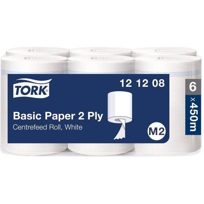 TORK - Basic 2-ply 450F - alimentation centrale - Essuie-mains en papier - Publicité TORK - Basic 2-ply 450F - alimentation centrale - Essuie-mains en papier - Publicité