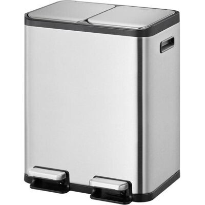 Poubelle EKO avec pédale EcoCasa, 2x30L Argent - Publicité Poubelle EKO avec pédale EcoCasa, 2x30L Argent - Publicité