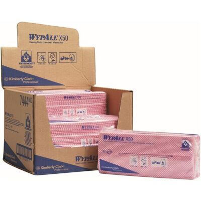 Chiffons de nettoyage Hydroknit WYPALL 7444 - 6 x 50, Rouge - Publicité Chiffons de nettoyage Hydroknit WYPALL 7444 - 6 x 50, Rouge - Publicité