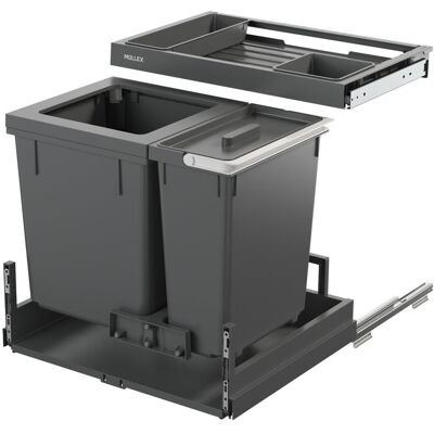 Müllex Abfall-Auszugsystem X-LINE X60 Premium Pro, Poubelle, Blanc, Gris - Publicité Müllex Abfall-Auszugsystem X-LINE X60 Premium Pro, Poubelle, Blanc, Gris - Publicité