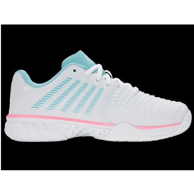 K-Swiss, Femmes, Chaussure de salle, Chaussures Express Light 3 pour Padel et Tennis (39.5), Blanc, Bleu - Publicité K-Swiss, Femmes, Chaussure de salle, Chaussures Express Light 3 pour Padel et Tennis (39.5), Blanc, Bleu - Publicité