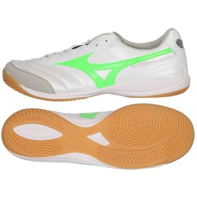 Mizuno, Unisexe, Chaussures de football, Morelia Sala Elite In (44), Blanc, Vert, Argent - Publicité Mizuno, Unisexe, Chaussures de football, Morelia Sala Elite In (44), Blanc, Vert, Argent - Publicité