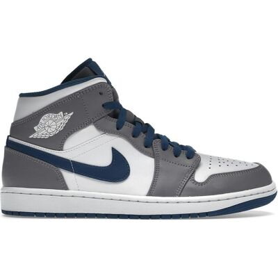 Nike Jordan 1 Mid True Blue - Gris/Bleu - Baskets - Publicité Nike Jordan 1 Mid True Blue - Gris/Bleu - Baskets - Publicité