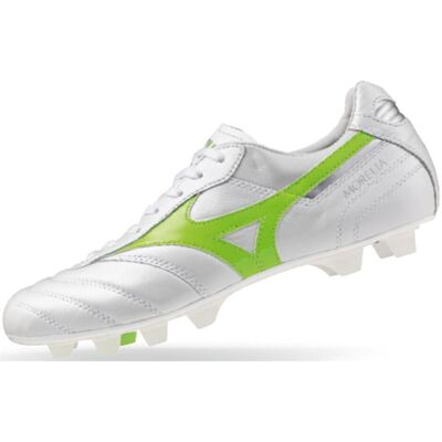 Mizuno - Morelia II Elite MD - Blanc-Vert - Bottes - Publicité Mizuno - Morelia II Elite MD - Blanc-Vert - Bottes - Publicité