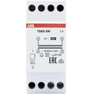 ABB TS8/8SW Transformateur pour sonnette - 8V/1A, 230V, Compact - Publicité ABB TS8/8SW Transformateur pour sonnette - 8V/1A, 230V, Compact - Publicité