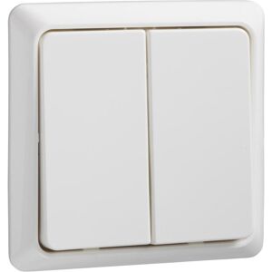 Interrupteur double 42V - IP20, Thermoplastique, Blanc - Publicité Interrupteur double 42V - IP20, Thermoplastique, Blanc - Publicité