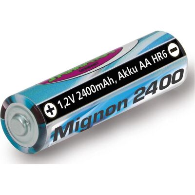 Jamara Accu 1,2V 2400mAh NiMh Mignon AA HR6 (1 pcs, AA, 2400 mAh), Batteries + piles - Publicité Jamara Accu 1,2V 2400mAh NiMh Mignon AA HR6 (1 pcs, AA, 2400 mAh), Batteries + piles - Publicité