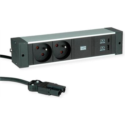 Bachmann, Multiprise, DESK RAIL 2xUTE 1x USB A&C 22W (2x, CEE 7/3, PECO 7/5, 2 m) - Publicité Bachmann, Multiprise, DESK RAIL 2xUTE 1x USB A&C 22W (2x, CEE 7/3, PECO 7/5, 2 m) - Publicité