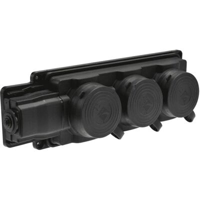 Pawbol, Prise de courant, 3 prises de courant avec caoutchouc noir IP44 D.3159/3 - Publicité Pawbol, Prise de courant, 3 prises de courant avec caoutchouc noir IP44 D.3159/3 - Publicité