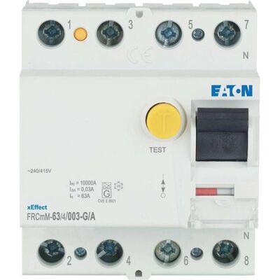 Eaton, Disjoncteur, MOE FRCMM-63/4/003-G/A Interrupteur différentiel, 63A, 4p, 30mA, type G/A - Publicité Eaton, Disjoncteur, MOE FRCMM-63/4/003-G/A Interrupteur différentiel, 63A, 4p, 30mA, type G/A - Publicité