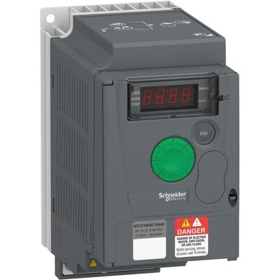 Schneider, Convertisseur de fréquence, Variateur de vitesse, Easy Altivar 310, 0,75kW, 380-460V AC, triphasé, sans filtre ATV310H075N4E - Publicité Schneider, Convertisseur de fréquence, Variateur de vitesse, Easy Altivar 310, 0,75kW, 380-460V AC, triphasé, sans filtre ATV310H075N4E - Publicité