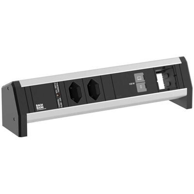 Bachmann, Multiprise, DESK 2xCH 90° 1xUSB C/C 100W 1xCM (2x, Type 13) - Publicité Bachmann, Multiprise, DESK 2xCH 90° 1xUSB C/C 100W 1xCM (2x, Type 13) - Publicité