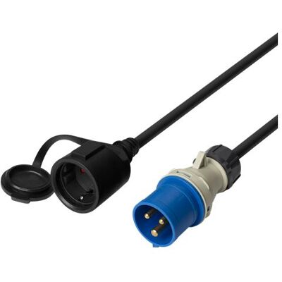 Deltaco CEE plug 1-fas 16A - Schuko 7/3 socket 1m black (100 cm), Câble interne (PC) - Publicité Deltaco CEE plug 1-fas 16A - Schuko 7/3 socket 1m black (100 cm), Câble interne (PC) - Publicité