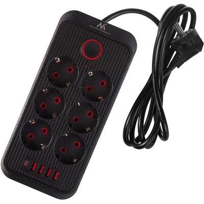 Maclean, Multiprise, Multiprise, rallonge avec 6 prises de courant + 4 ports USB (6x, CEE 7/3, 1.50 m) - Publicité Maclean, Multiprise, Multiprise, rallonge avec 6 prises de courant + 4 ports USB (6x, CEE 7/3, 1.50 m) - Publicité