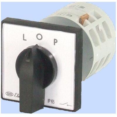 Elektromet Commutateur à cames L-0-R 3P 12A IP65 Arc E12-42 avec plaque (921202), Bouton + interrupteur - Publicité Elektromet Commutateur à cames L-0-R 3P 12A IP65 Arc E12-42 avec plaque (921202), Bouton + interrupteur - Publicité