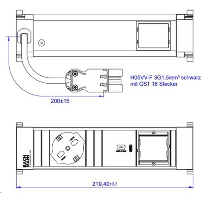 Bachmann, Multiprise, Power Frame S 1xP40 916.5371xUSB C 30W 1xCM 0.2m GST18 (1x, USB-C) - Publicité Bachmann, Multiprise, Power Frame S 1xP40 916.5371xUSB C 30W 1xCM 0.2m GST18 (1x, USB-C) - Publicité