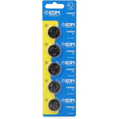 EDM Lithium battery max-pro cr2025 3 v ø20,0 x 2,5 mm blister 5 uts (5 pcs, CR2025), Batteries + piles - Publicité EDM Lithium battery max-pro cr2025 3 v ø20,0 x 2,5 mm blister 5 uts (5 pcs, CR2025), Batteries + piles - Publicité