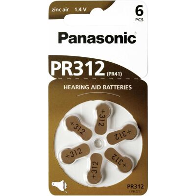 Panasonic Piles pour prothèses auditives PR312 (6 pcs, A312, 170 mAh), Batteries + piles - Publicité Panasonic Piles pour prothèses auditives PR312 (6 pcs, A312, 170 mAh), Batteries + piles - Publicité