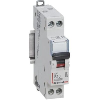 Legrand Disjoncteur, DX3 Disjoncteur de protection de ligne caractéristique B, 10A, unipolaire+N, 6kA, 230VAC, 1TE 407473 - Publicité Legrand Disjoncteur, DX3 Disjoncteur de protection de ligne caractéristique B, 10A, unipolaire+N, 6kA, 230VAC, 1TE 407473 - Publicité