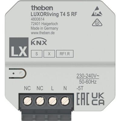 Theben LUXORliving T4 S RF - Interface sans fil 4-gang - Interrupteur lumineux - Publicité Theben LUXORliving T4 S RF - Interface sans fil 4-gang - Interrupteur lumineux - Publicité