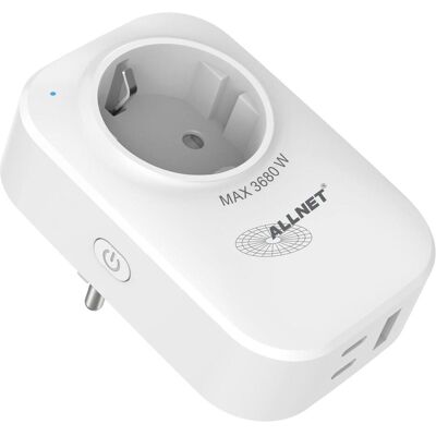 Allnet, Prise intelligente, ESP32 WiFi Schaltsteckdose ALL3079 inkl. Strommessung & USB-Ladegerät, 2in1 WIFI-Smart-Plug - Publicité Allnet, Prise intelligente, ESP32 WiFi Schaltsteckdose ALL3079 inkl. Strommessung & USB-Ladegerät, 2in1 WIFI-Smart-Plug - Publicité