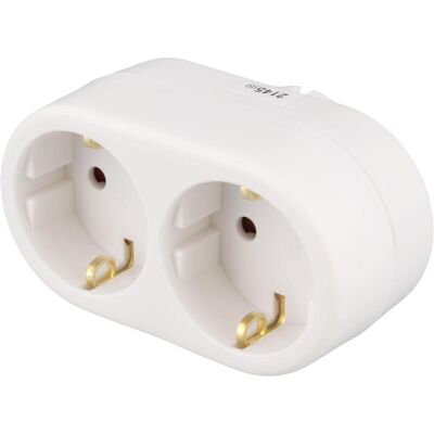 Deltaco Adaptateur électrique, Connecteur d'alimentation, à la terre, à 2 broches - Blanc (CEE 7/3) - Publicité Deltaco Adaptateur électrique, Connecteur d'alimentation, à la terre, à 2 broches - Blanc (CEE 7/3) - Publicité