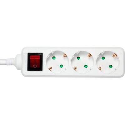 Deltaco Multiprise, GT-0351 power extension 3 AC outlet(s) Indoor Blanc (3x, CEE 7/3, 3 m) - Publicité Deltaco Multiprise, GT-0351 power extension 3 AC outlet(s) Indoor Blanc (3x, CEE 7/3, 3 m) - Publicité