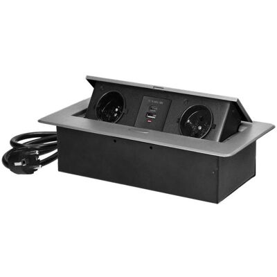 Orno, Multiprise, Multiprise de Bureau Escamotable avec Ports USB (2x, CEE 7/4, 1.50 m) - Publicité Orno, Multiprise, Multiprise de Bureau Escamotable avec Ports USB (2x, CEE 7/4, 1.50 m) - Publicité