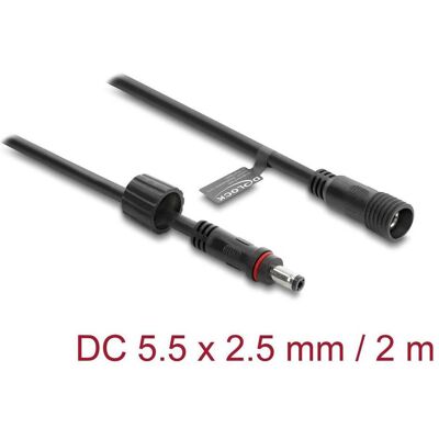 Delock, Rallonge, DC Verlängerungskabel 5,5 x 2,5 mm Stecker zu Buchse mit Schraubverschluss M12 x 1,75 mm Gewinde wa (2 m) - Publicité Delock, Rallonge, DC Verlängerungskabel 5,5 x 2,5 mm Stecker zu Buchse mit Schraubverschluss M12 x 1,75 mm Gewinde wa (2 m) - Publicité