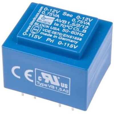 Block Transformateur PCB 1.5VA 2x12V, Transformateur - Publicité Block Transformateur PCB 1.5VA 2x12V, Transformateur - Publicité