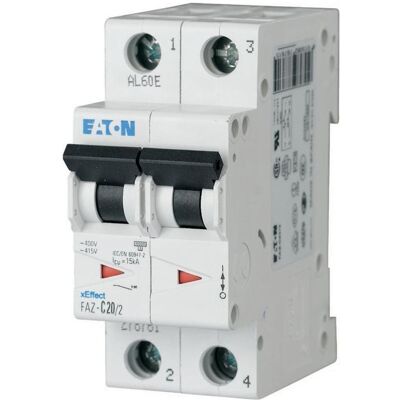 Eaton FAZ-C20/2 Disjoncteur - 20A, 2P, Courbe C - Publicité Eaton FAZ-C20/2 Disjoncteur - 20A, 2P, Courbe C - Publicité