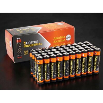 Uniross Bateria Industrial Alkaline LR03 BOX40szt (40 pcs, AAA), Batteries + piles - Publicité Uniross Bateria Industrial Alkaline LR03 BOX40szt (40 pcs, AAA), Batteries + piles - Publicité