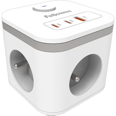 Fellowes Multiprise, Power Cube Type E (FR BE PL) - White (3x, CEE 7/3, USB-A, USB-C) - Publicité Fellowes Multiprise, Power Cube Type E (FR BE PL) - White (3x, CEE 7/3, USB-A, USB-C) - Publicité