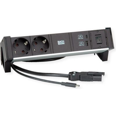 Bachmann, Multiprise, Aufbau-Anschlussfelder DESK 2 (3x, CEE 7/3, USB-C, 1 m) - Publicité Bachmann, Multiprise, Aufbau-Anschlussfelder DESK 2 (3x, CEE 7/3, USB-C, 1 m) - Publicité