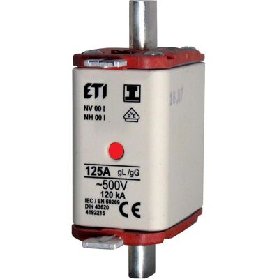 Eti, Fusible, 004182215 AC Cartouche fusible NH00 gG 125A/500V (type NH (125 A) - Publicité Eti, Fusible, 004182215 AC Cartouche fusible NH00 gG 125A/500V (type NH (125 A) - Publicité