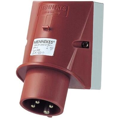Mennekes, Prise + connecteur, MEN 348 32A4P 6H400V Fiche murale IP44 - Publicité Mennekes, Prise + connecteur, MEN 348 32A4P 6H400V Fiche murale IP44 - Publicité