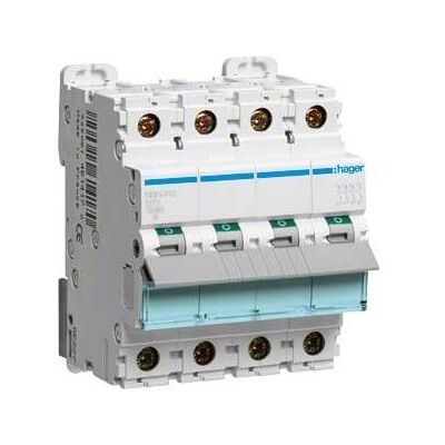 Hager NBN410 Disjoncteur 4 pôles - 10A, 10kA, courbe B - Publicité Hager NBN410 Disjoncteur 4 pôles - 10A, 10kA, courbe B - Publicité
