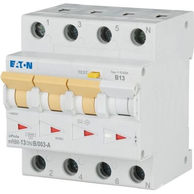 Eaton, Disjoncteur, MOE mRB6-13/3N/B/003-A Commutateur Fi/LS 13A B-Char 30mA - Publicité Eaton, Disjoncteur, MOE mRB6-13/3N/B/003-A Commutateur Fi/LS 13A B-Char 30mA - Publicité