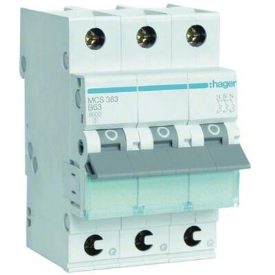 Hager MCS363 - Disjoncteur 3P C-63A Quick Connect - Publicité Hager MCS363 - Disjoncteur 3P C-63A Quick Connect - Publicité